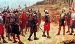 Spanish Conquerors entering the Inca lands