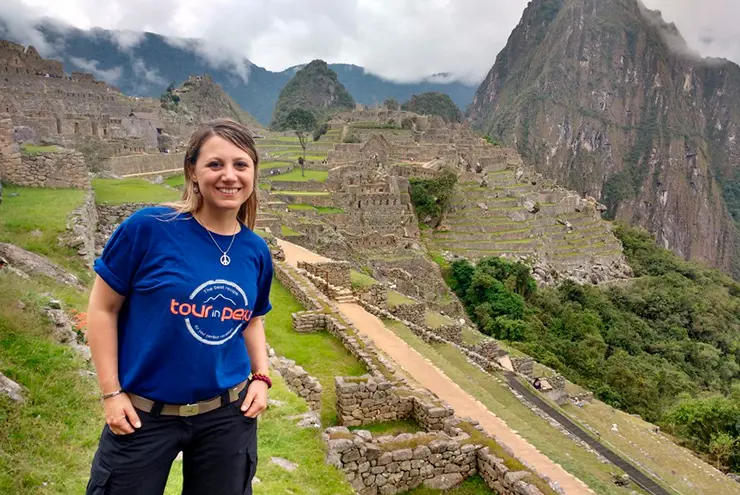 Tourist with the polo tour in peru in machu picchu